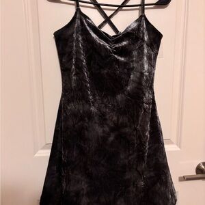Vintage Black Velvet Mini Dress Size Medium Y2K Grunge Goth Fairy Whimsigoth